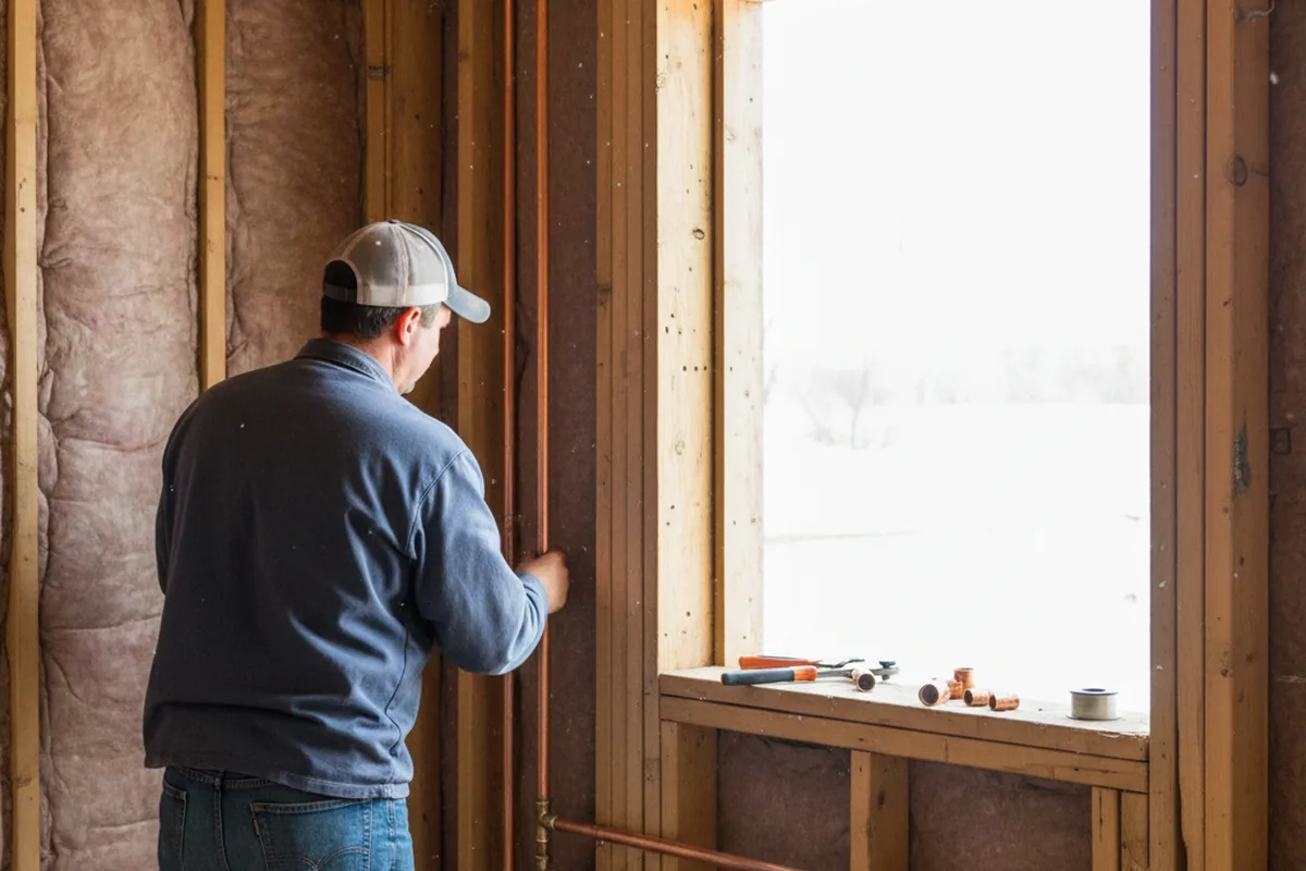 Licensed plumber running new copper supply lines in a North Salt Lake home